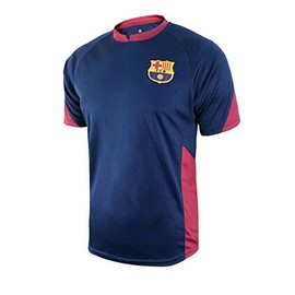 Spanish Primera Liga Barcelona Boys Short Sleeve Game Polyshirt, Navy, X Large