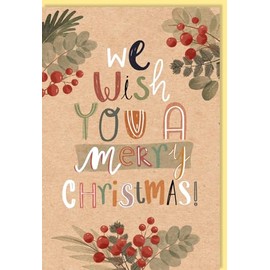 Skorpion Christmas Card Holly Leaves Natural Cardboard with Envelope