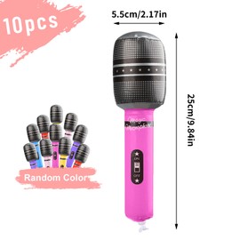 BLMHTWO Pack of 10 Inflatable Microphone, Toy Microphone, Inflatable Microphone, 25 cm, Inflatable Microphone, Party Accessories, Children's Toy, Inflatable for Carnival Theme Party (Random Colours)