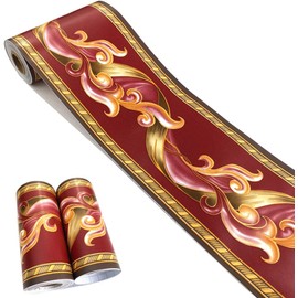 HUAZEXINX Wallpaper Border Crown Molding Peel and Stick Flower Border Removable Wall Decal Sticker Self Adhesive Molding Border for Living Room Bathroom Kitchen 4inch by 32.8Ft