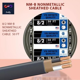 8/2 NM-B Nonmetallic with Ground Sheathed Cable Wire Equivalent to Romex 50ft