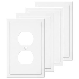 1-Gang Modern Edge Decorative Wall Plate Cover Switch Outlet Single Duplex Electrical Faceplate for Light Switches, Smart Switch, GFCI, Dimmers, Receptacle, USB Outlet (4 Pack, Single Duplex)
