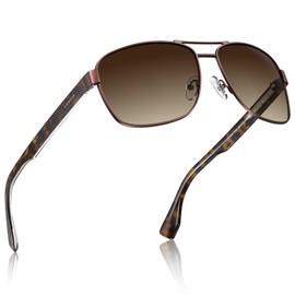 CARFIA Classic Square Polarized Sunglasses for Men UV400 Protection Durable Acetate Temple Metal Frame Driving Fishing Glasses CA5397