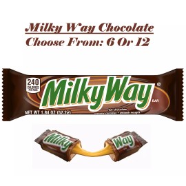 Mars MILKY WAY Milk Chocolate Single Size Candy Bars 1.84 oz.  (Choose From: 6 Or 12) - 6 Bars