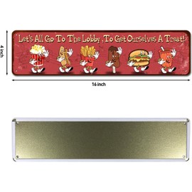 Duetom Cute Movie Theatre Gaming Room Snacks Sign - Let's All Go to The Lobby Vintage Wall Decor 4x16 Inch