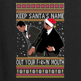 Shark & Hammer Keep Santa's Name Out Your Mouth Ugly Christmas Sweater Crewneck Sweatshirt, Black, 3X-Large