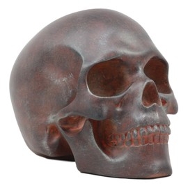 World WAR Rusted Skull Statue Skeleton Figurine 7" Long Human Head