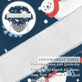 2 Packs Surgery Cap with Sweatband, Breathable Bouffant Hats Long Hair, Adjustable Nurse Scrub Caps Christmas Pola Bear Snowflake Bell