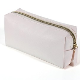 FdcZeyxior Small Cosmetic Bags, Portable Makeup Pouch, Simple Elegant Travel Cosmetic Bag, Leather Makeup Bag with Zipper for Women Lipstick Eyeshadow Eyebrow Pencil, Beige