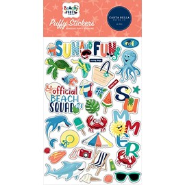 CBBE149066 Beach Party Puffy Stickers, White