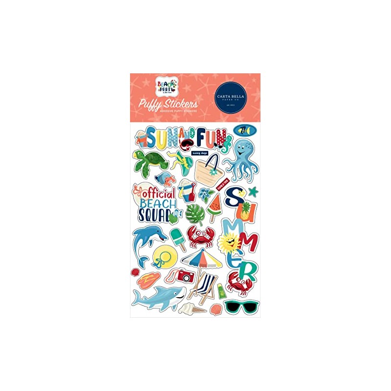 CBBE149066 Beach Party Puffy Stickers, White