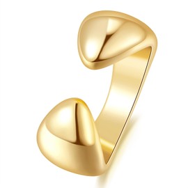 KOOLFIN 14K Gold Non Tarnish Rings for Women Gold Band Rings Woman Open Design Fluidity of Modern Style 5-9