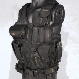 YAKEDA Tactical Outdoor CS Game Vest Adjustable Fit Adult (Black CP)