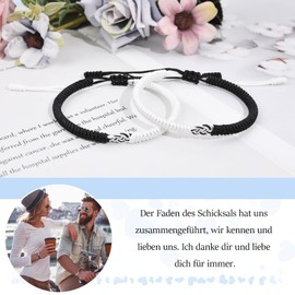 MANVEN Partner Bracelets Couple Bracelet Kabbalah Rope Lucky Bracelet Hand Knitted Amulet Couple Gift for Boyfriends Husbands Wives Fiancée Valentine's Day Christmas Day Birthday