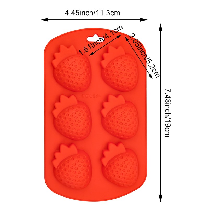 3 Pack 3D Strawberry Silicone Baking Mold Fruit Snack Molds