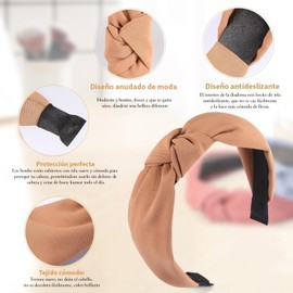 Triko Set de 6 Diademas para Mujer con Nudo de Moda, Bandas Anchas para la Cabeza, Accesorios para el Cabello Mujer, Diademas Elegantes para Mujeres y Niñas