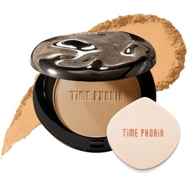TIMEPHORIA Base de Maquillaje en Polvo Timeless Optima, Alta Cobertura y Acabado Matte Blur, 16H Control de Brillo, Polvo Compacto para Piel Grasa y con Acné, con Aplicador de Cara, 8.5g(004 Beige)
