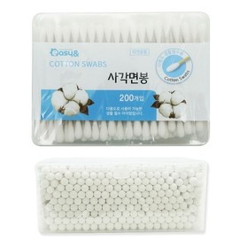 Square Case Double-Sided Pure Cotton Swabs Approx. 200 Count 5ea