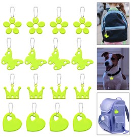 OSDUE Safety Reflector Pendant, 16 Pcs Star Safety Reflector with Chains, High visibility and safety at nigh, Waterproof Safe Pedestrian Bag Pendant for School Bag Backpack Cycling Walking Running