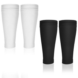 Shin Guard Sleeves, 2 Pairs Soccer Shin Guard Covers Soft Breathable Soccer Sleeve Socks with Optimized Lnsert Pocket Shin-Guards Socks for Teenagers Kids Adults Beginners