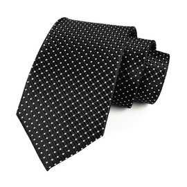 Mens Black Silk Ties Micro Checkered Wedding Party Suit Microfiber Handmade Neckties