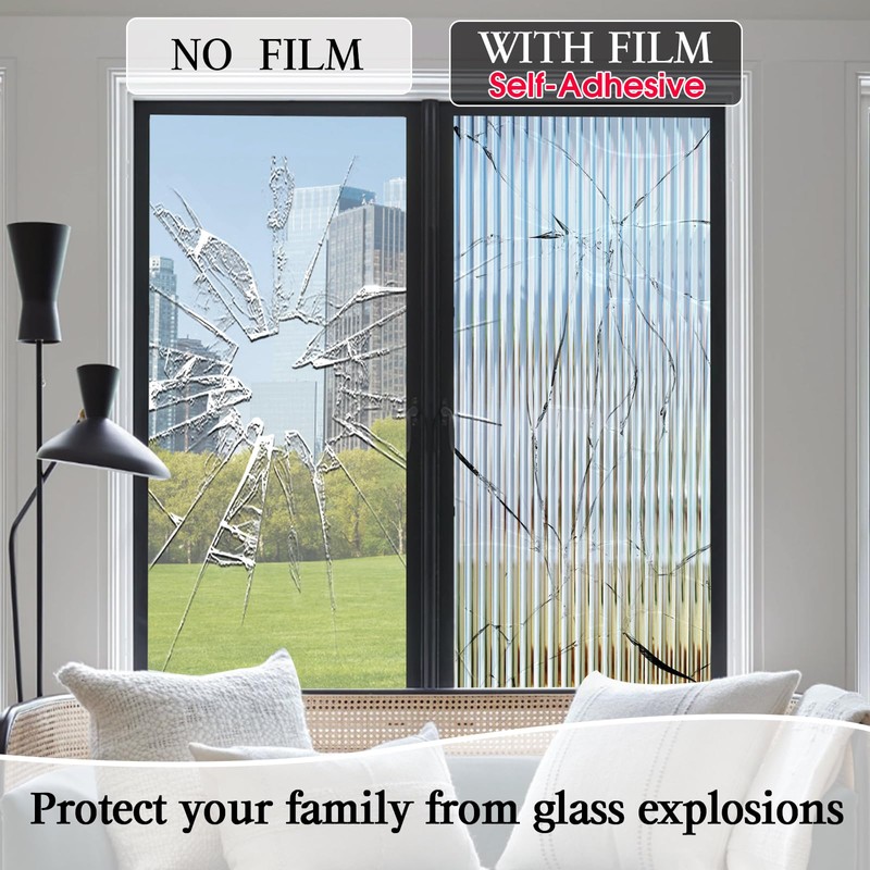Windimiley Window Privacy Film 3D Reeded Glass Static Clings Fluted