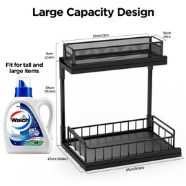 CTANCIFANG Under Sink Organizers and Storage Cabinet Organizer Pull Out kitchen sink organizer Countertop Storage Shelf Under Kitchen Sink Organizer for Kitchen Bathroom Cabinet 2 Tier Black 2 Pack