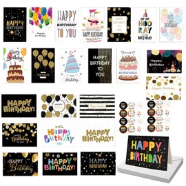 Birthday Cards Set with Envelopes, 24 Pieces, Greeting Cards, Postcards for Birthday, Congratulations, Folding Cards with Envelopes, Blank Cards for Birthday for Family and Friends