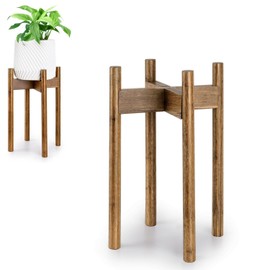 Fox & Fern Large Adjustable Plant Stand Indoor, Bamboo Stand, 8 - 12 Inch