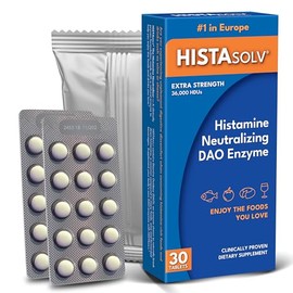 Medagel- HistaSolv Suplemento de Enzima DAO Extra Strength para la Intolerancia Alimentaria a la Histamina Facilita el Disco Digestivo                