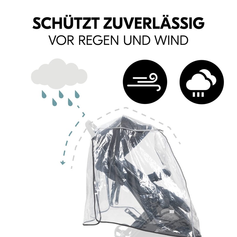 Hauck Universal Rain Cover Twin Pushchair Sibling Pushchair Reflective Border