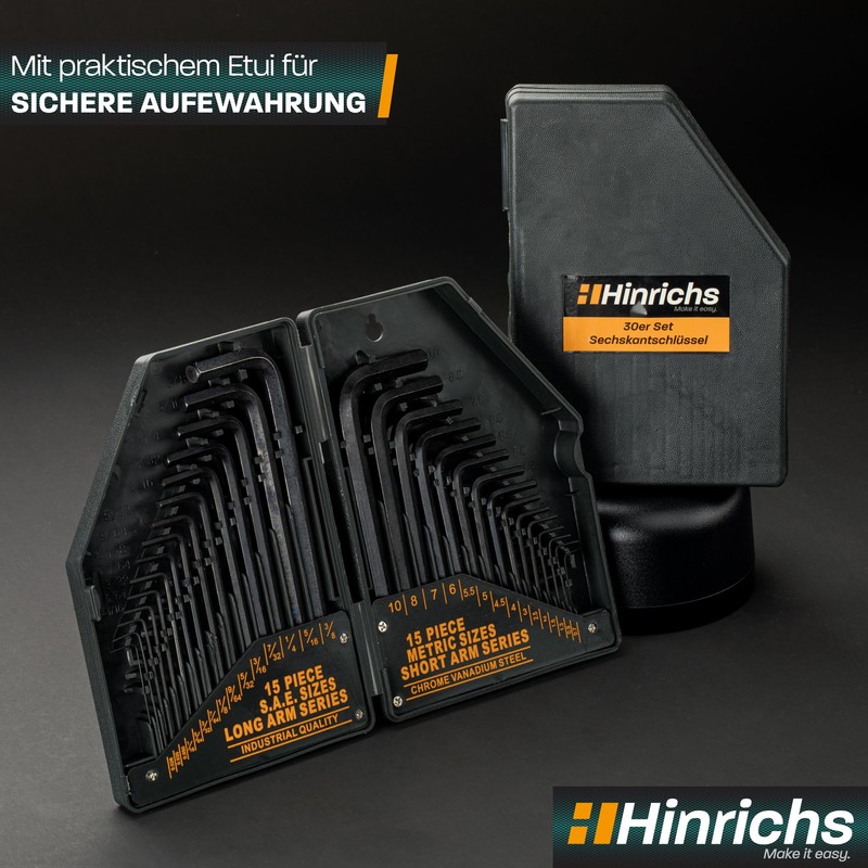 Hinrichs 30 Piece Hex Key Set Inch and Metric -