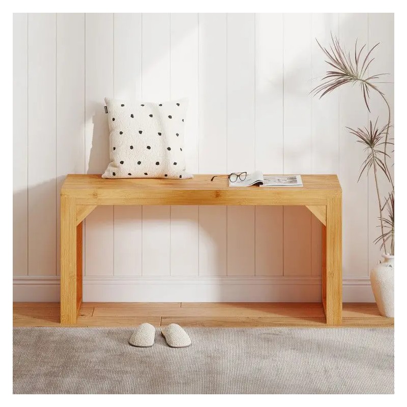Solid Bamboo Dining and Entryway Bench Indoor and Outdoor Patio