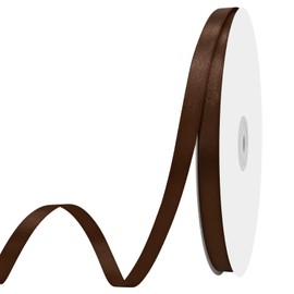 Maclemon Brown Double Satin Ribbon 3/8 inches x 100 Yards Solid Colour Ribbon For Gift Wrapping Craft Sewing Hair Accessories Balloons Birthday Parties Wedding Decorations And More