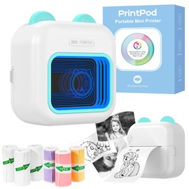 Wireless Photo Sticker Thermal Fast Printer, PrintPod Inkless Pocket Printer for DIY Scrapbook, 6 Pods (Blue)