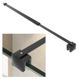 AquivaCoast Shower Door Glass Support Bar, 26.96" to 48.54" Adjustable Stainless Steel Wall-to-Glass Shower Stabilizer Rod for 1/4", 5/16", 3/8", Matte Black