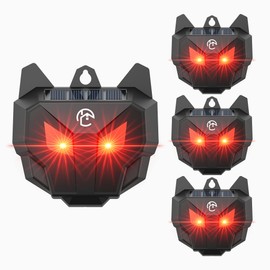 X-octenol Solar Powered Outdoor Racoon Repellent Devices with Flashing Lights, Waterproof Coyote Deterrent Device Energy-Efficient Chicken Coop Predator Protection Scare Away Noctunal Animals