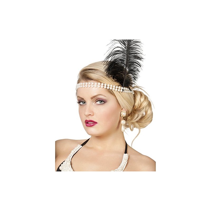 Bead Charleston Headband with Feather