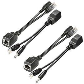 iCreatin Passive PoE Injector and Splitter Power Over Ethernet Kit with 5.5x2.1 mm DC Plug for IP Security Camera- 2 Pairs