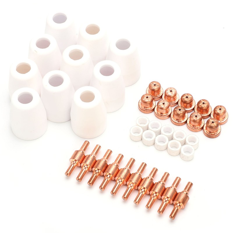 40Pcs Plasma Cutter Consumables Cutting Extended Electrode Electric Nozzle Ceramic