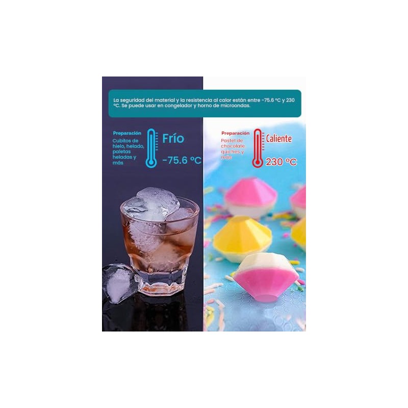 Moldes para cubitos de hielo de diamantes, moldes para cubitos