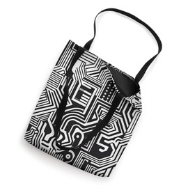 Minimalist Maze Geometric White Black Pattern Tote Bag