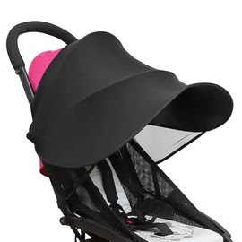 Dewocke Pram Sun Shade Cover, UPF50+ Universal Baby Sunshade, Awning Anti-UV Umbrella, Breathable, Foldable Baby Stroller Sun Shade Pushchair Awning, for Pushchair, Buggy, Stroller - Black
