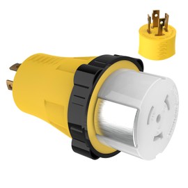 SQAUNCHY 50 Amp to 30 Amp Rv Adapter NEMA L14-30P to SS2-50R CS6364C RV Generator Marine Shore Power Adapter Plug, 4 Prong 30A to 50A Twist Lock 125/250V, ETL Listed