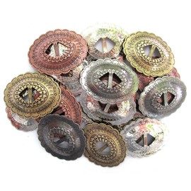 Conchos Mixed Finishes Western 1 1/4" Oval; Scalloped Style Slotted; 20 Pieces