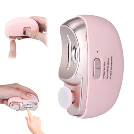 Keggaen 3 in 1 Electric Nail Clippers for Adults, Automatic Nail Grinder for Women Electric Nail Trimmer with Nail File Nail Buffer, Electric Toenail Clippers for Seniors Adults Baby with Light (Pink)