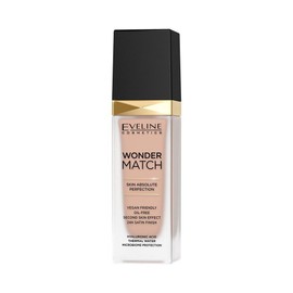 Eveline Cosmetics Wonder Match Vegan Oil-Free Foundation - Flawless Coverage for 24 Hours, Enriched with Hyaluronic Acid and Antioxidants