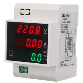 Medidor de energía digital, medidor de potencia de riel DIN multifunción Medidor de AC100A KWH con pantalla LED AC80-300V / AC200-450V (AC80-300 / 100A)
