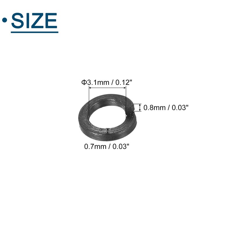 sourcing map M3 Split Lock Washer, 50Pcs Carbon Steel Spring