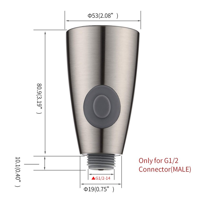 Kitchen Faucet Sprayer Head 2-Function Nozzle Spout G1/2 Connector Pull